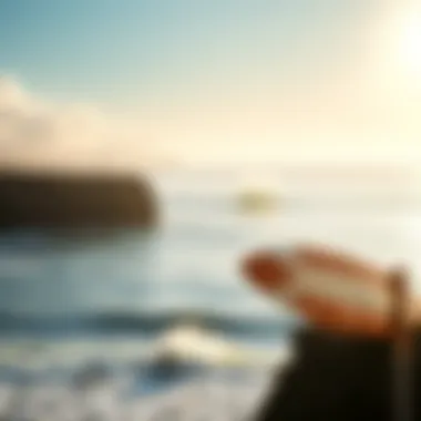 Surfing the Scenic Coasts A picturesque coastal landscape featuring surfers riding waves