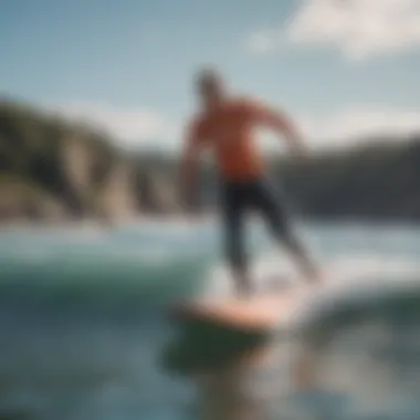 Surfer practicing safety techniques while on the water