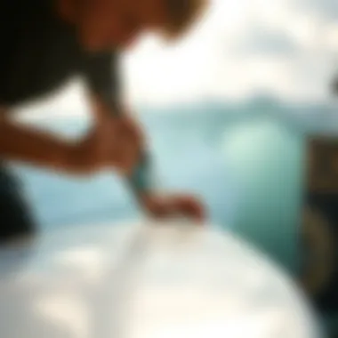 Applying Solarez for Repair Demonstration of applying Solarez on a surfboard