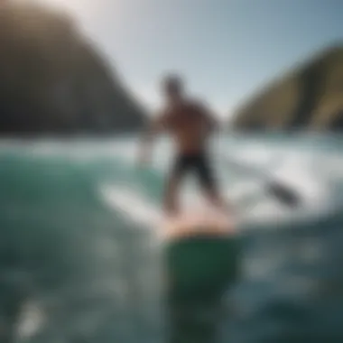 Athlete showcasing paddling technique in the ocean