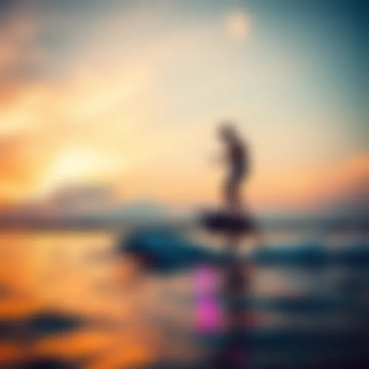 Hydrofoil Riding at Sunset Electric hydrofoiling on a sunset backdrop