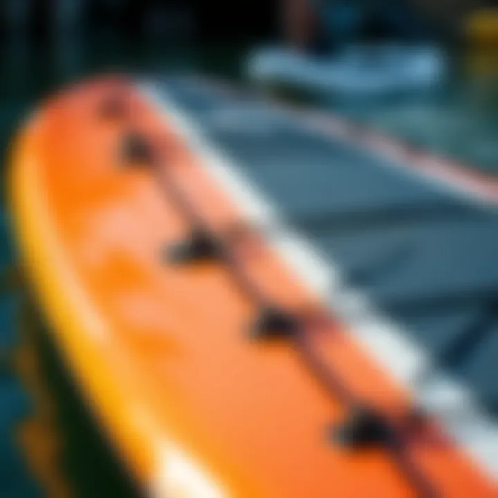 Quality Materials in Paddle Board Design Close-up of high-quality construction materials used in paddle boards