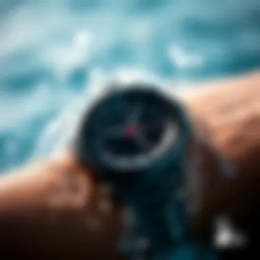 Aquatic Features Showcase Close-up of smartwatch featuring aquatic capabilities