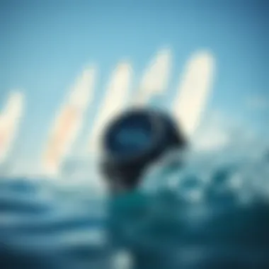 Innovative Surfing Smartwatch High-tech smartwatch designed for surfers in action