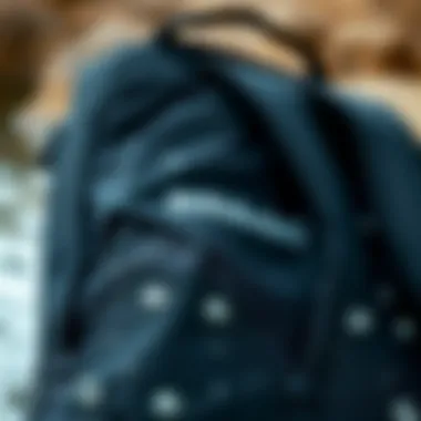 Close-up of a Billabong surf backpack showcasing its waterproof material