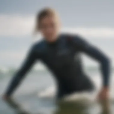 Athlete in Action: Billabong Recycler Wetsuit Performance Athlete performing a water sport in the Billabong Recycler Wetsuit