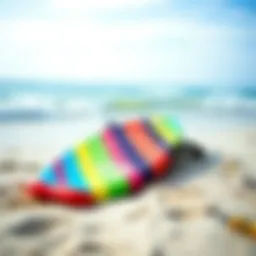 A vibrant boogie board cover displayed on the beach
