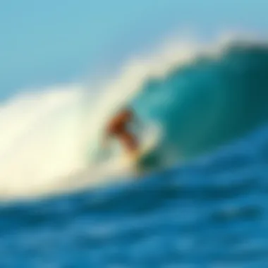 Surfer navigating the perfect wave