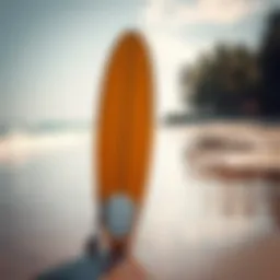 Electric surfboard on a vibrant beach