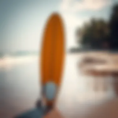 Electric surfboard on a vibrant beach
