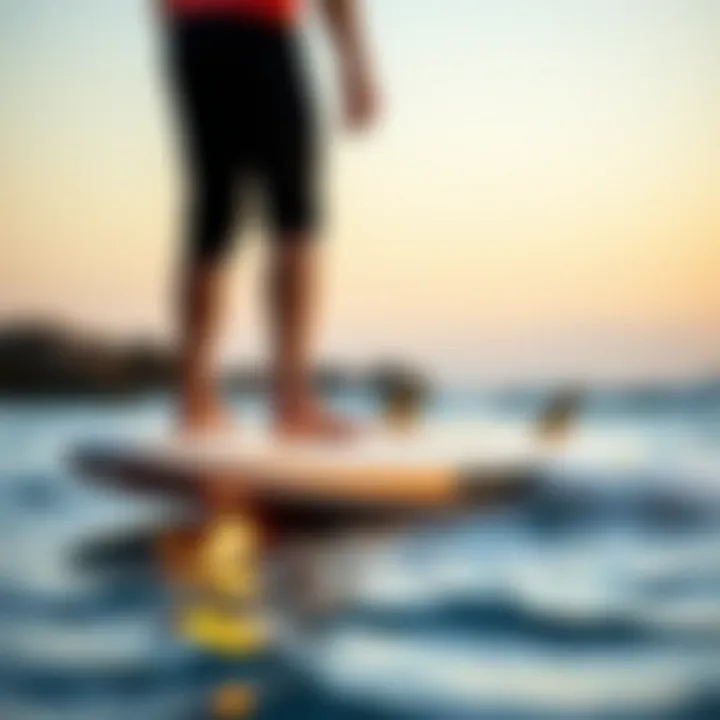 Side view of a modern electric surfboard