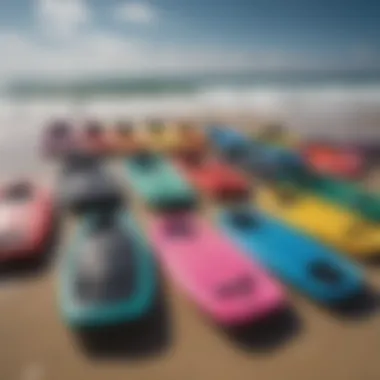 Diverse Bodyboard Designs An array of bodyboards in different designs and colors