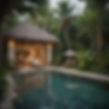 Relaxing spa environment surrounded by tropical plants