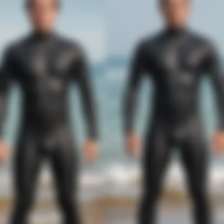 Visual comparison of wetsuit materials and their features