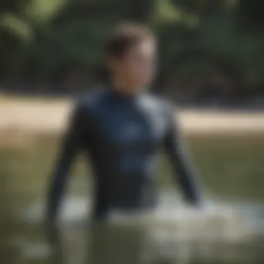 Young athlete confidently wearing properly fitted wetsuit