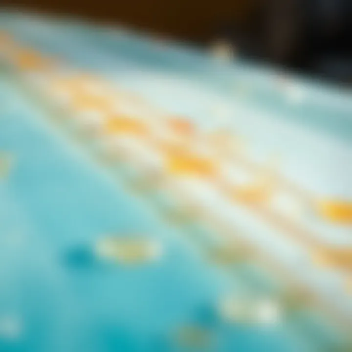 Close-up of surfboard with wax residue