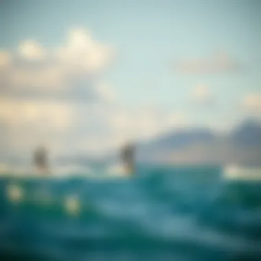 Kite surfers enjoying the winds off the coast of Mauritius