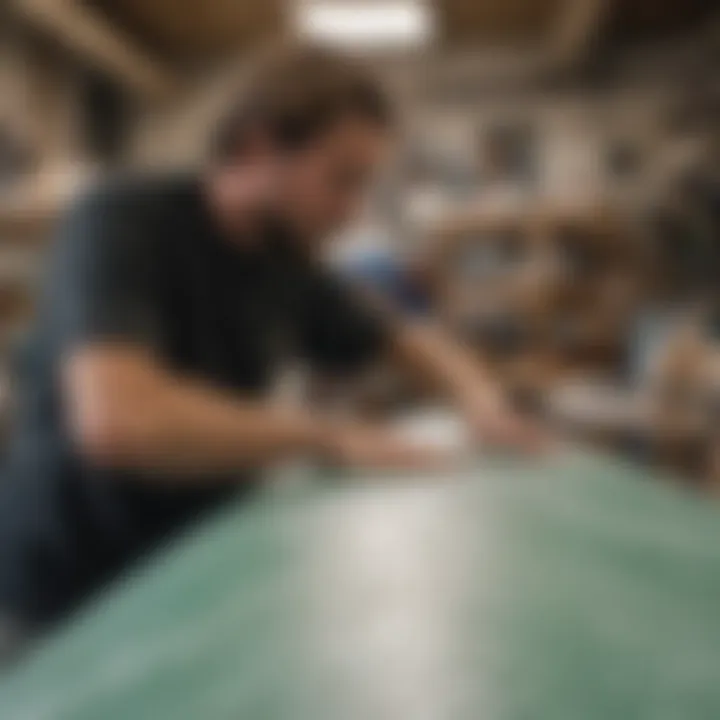 Application of homemade wax on a surfboard