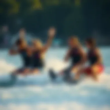 Celebrating the Wakeboarding Community A group of wakeboarders enjoying the sport together, highlighting community engagement.