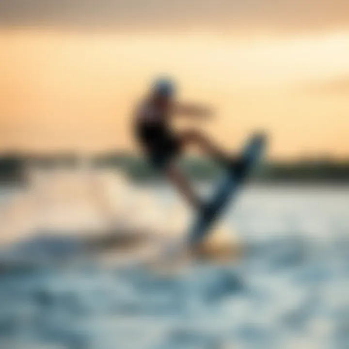 Thrilling Wakeboarding Action with CWB A wakeboarder performing a trick on the water with a CWB wakeboard.