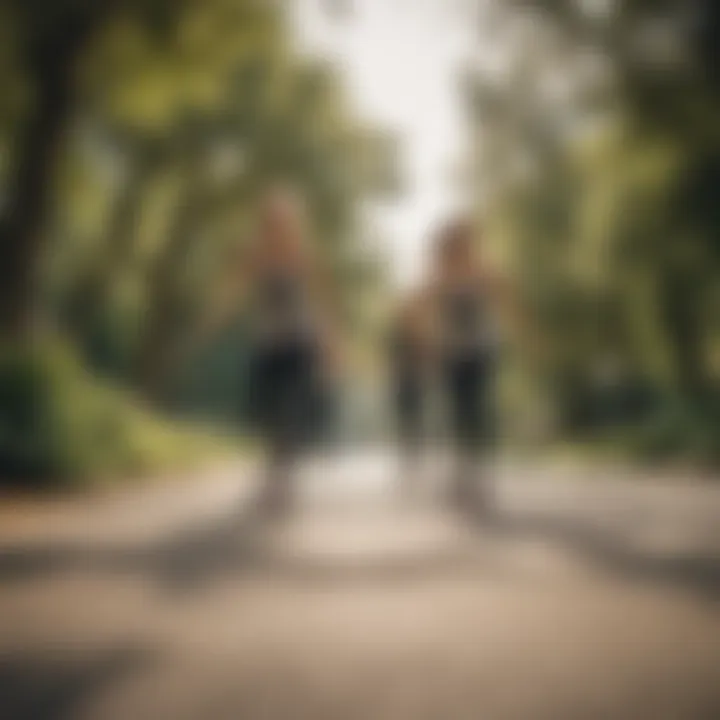 Group of longboard dancers practicing in a scenic park