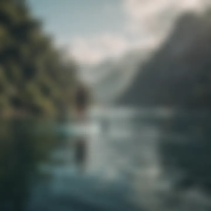 An experienced paddler gliding smoothly on water with a long paddle board.