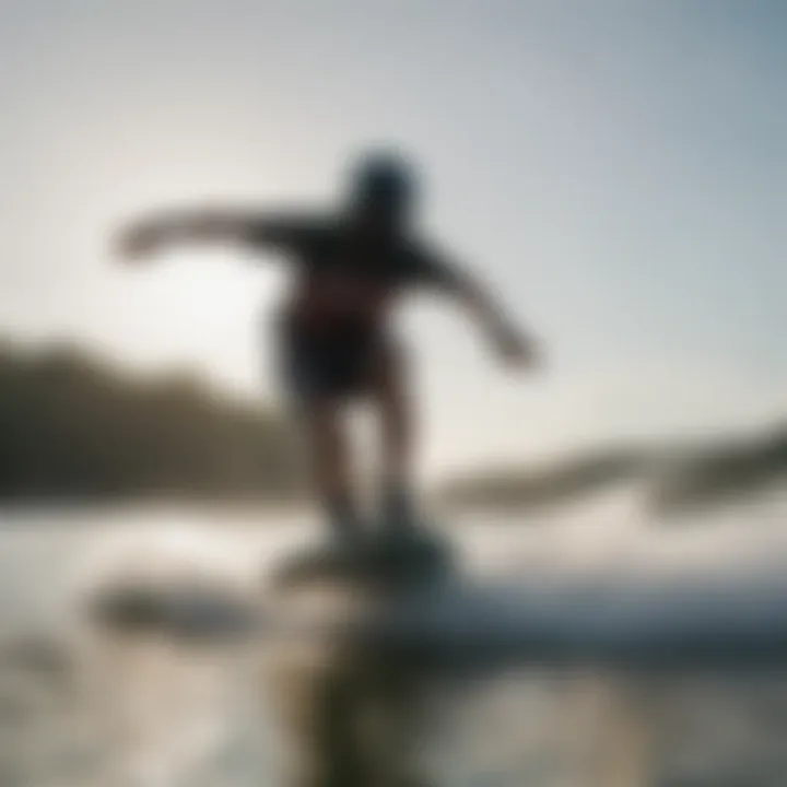 Rider testing different wakeboard sizes on water