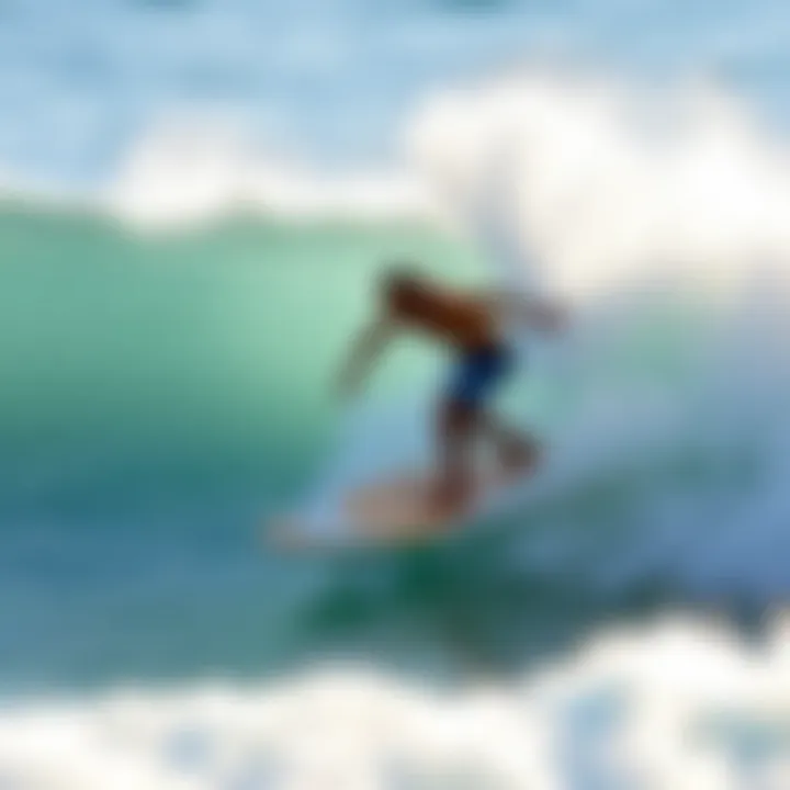 Experience the Thrill of Surfing with Deus Ex Machina Surfer riding a wave on a Deus Ex Machina surfboard demonstrating its performance