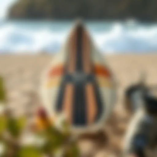 Artistry and Innovation in Surfboard Design Elegant design of the Deus Ex Machina surfboard showcasing its unique shape and artistry