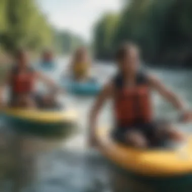 Diverse community enjoying electric water boards