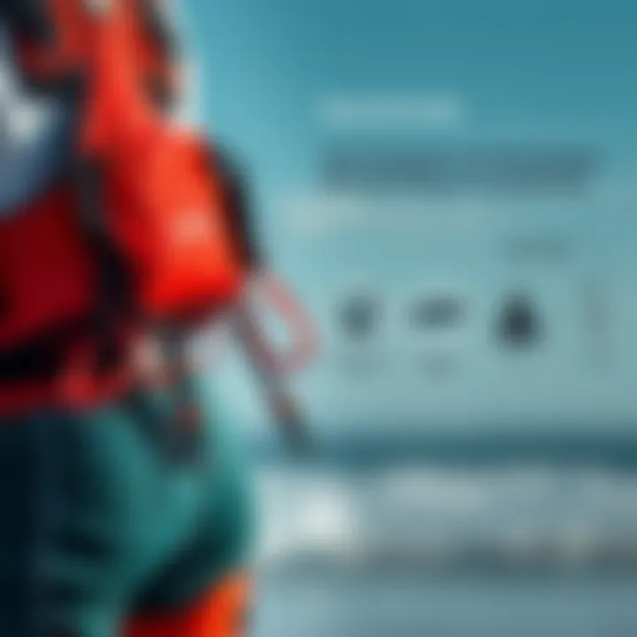 Diagram showing windsurfing harnesses and accessories