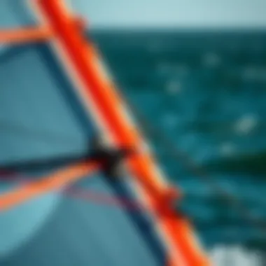 Close-up of windsurfing sails
