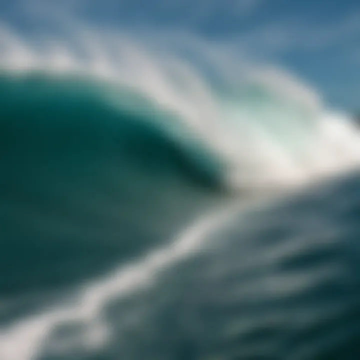 Aerial view showcasing the perfect wave formations at a renowned surf location