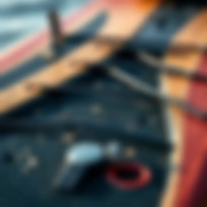 Close-up of skimboard construction showing quality materials