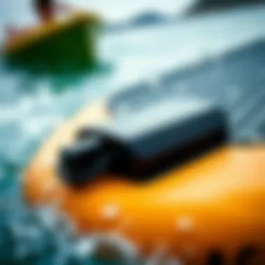 Close-up of advanced battery technology integrated into a water board.