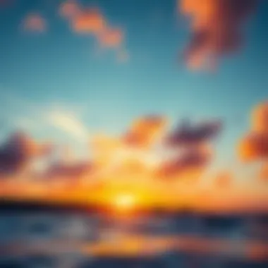 Sunset Over the Ocean and Surfers A vibrant sunset over the ocean with surfers in the water