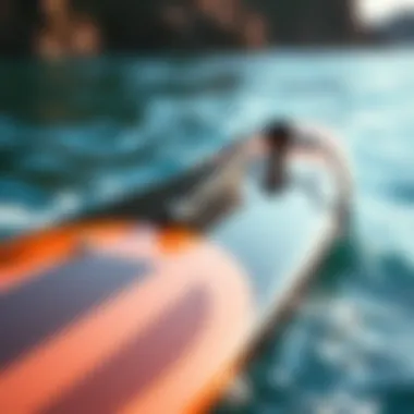 Detailed view of a sleek motorized surfboard showcasing its design