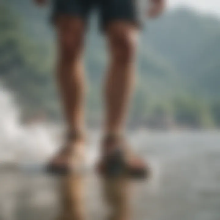 Person enjoying watersports while wearing Rainbow Sandals