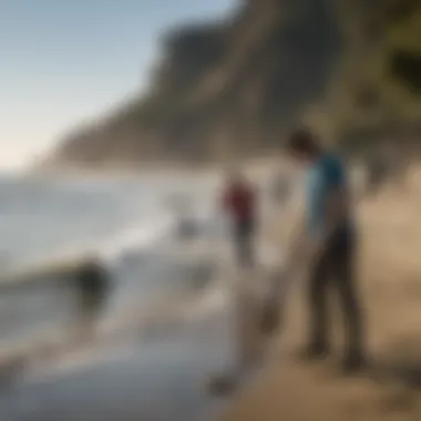 A group of conservationists engaging in beach clean-up efforts at Doheny State Beach