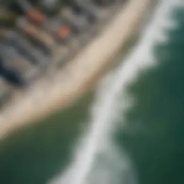 An aerial perspective of Doheny State Beach highlighting the surfing community