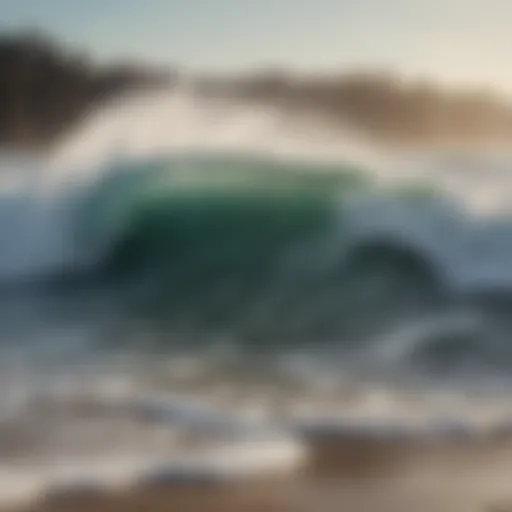 A breathtaking view of waves crashing at Doheny State Beach with surfers in the distance