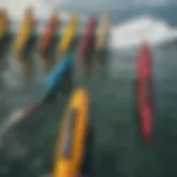 Different types of fins used in watersports