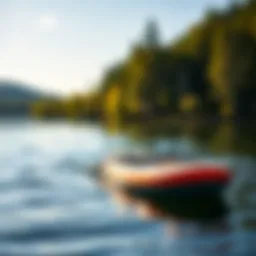 Overview of the Easy Eddy Paddle Board on a tranquil lake