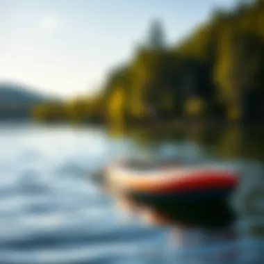 Overview of the Easy Eddy Paddle Board on a tranquil lake