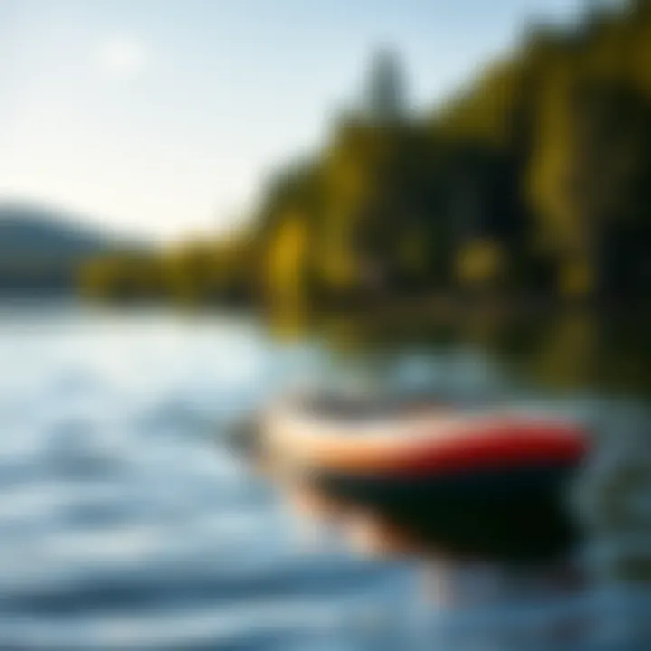 Overview of the Easy Eddy Paddle Board on a tranquil lake