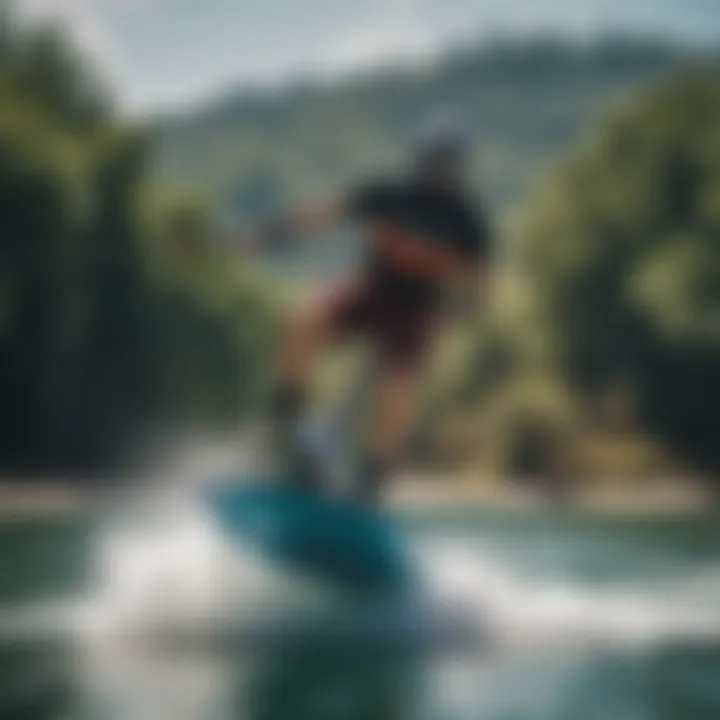 Thrilling rider enjoying an electric wakeboard experience