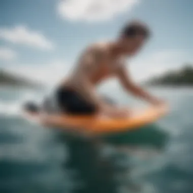 An athlete demonstrating the maneuverability of body board flippers in the water.