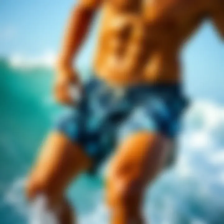 Athlete in Action Athlete showcasing a stylish pair of Greenline boardshorts during a surf session