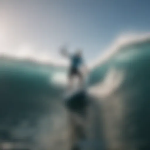 Close-up of an inflatable stand-up paddleboard on a wave