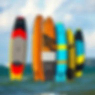 Different shapes of kite surf boards